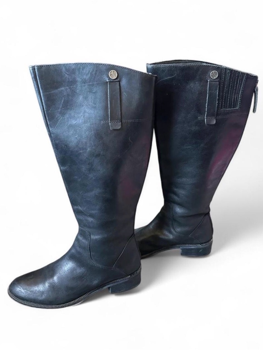 Women's Tall Leather Riding Boots - Black